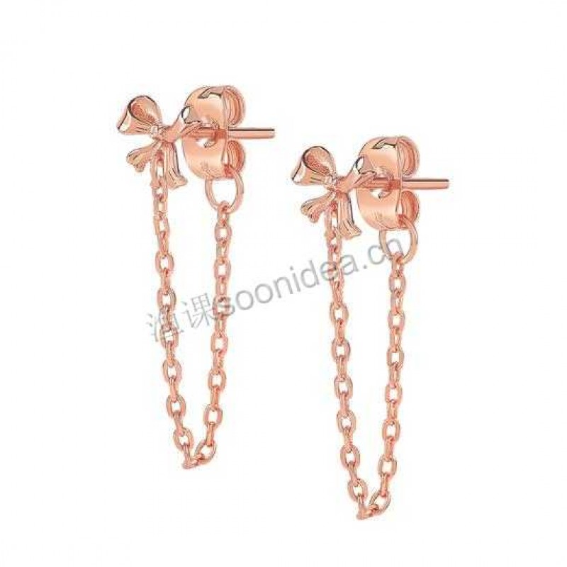 GOLD BOW CHAIN STUDS 