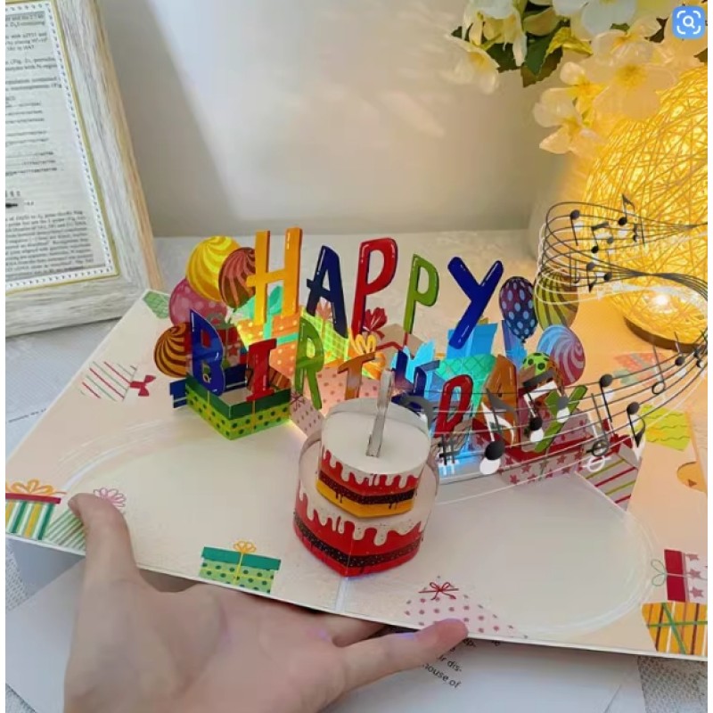 3D MUSIC BIRTHDAY GREETING CARD POP-UP CARD 